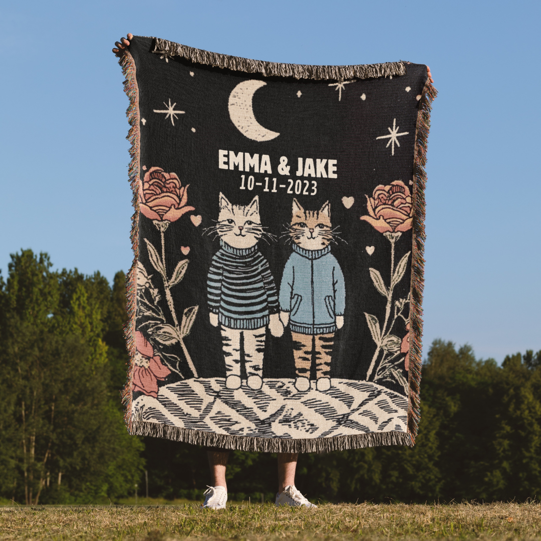 Kitty Couple - Personalized Woven Blanket