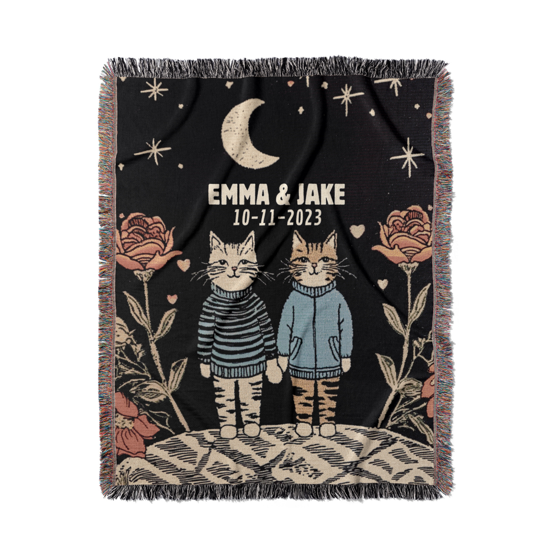 Kitty Couple - Personalized Woven Blanket