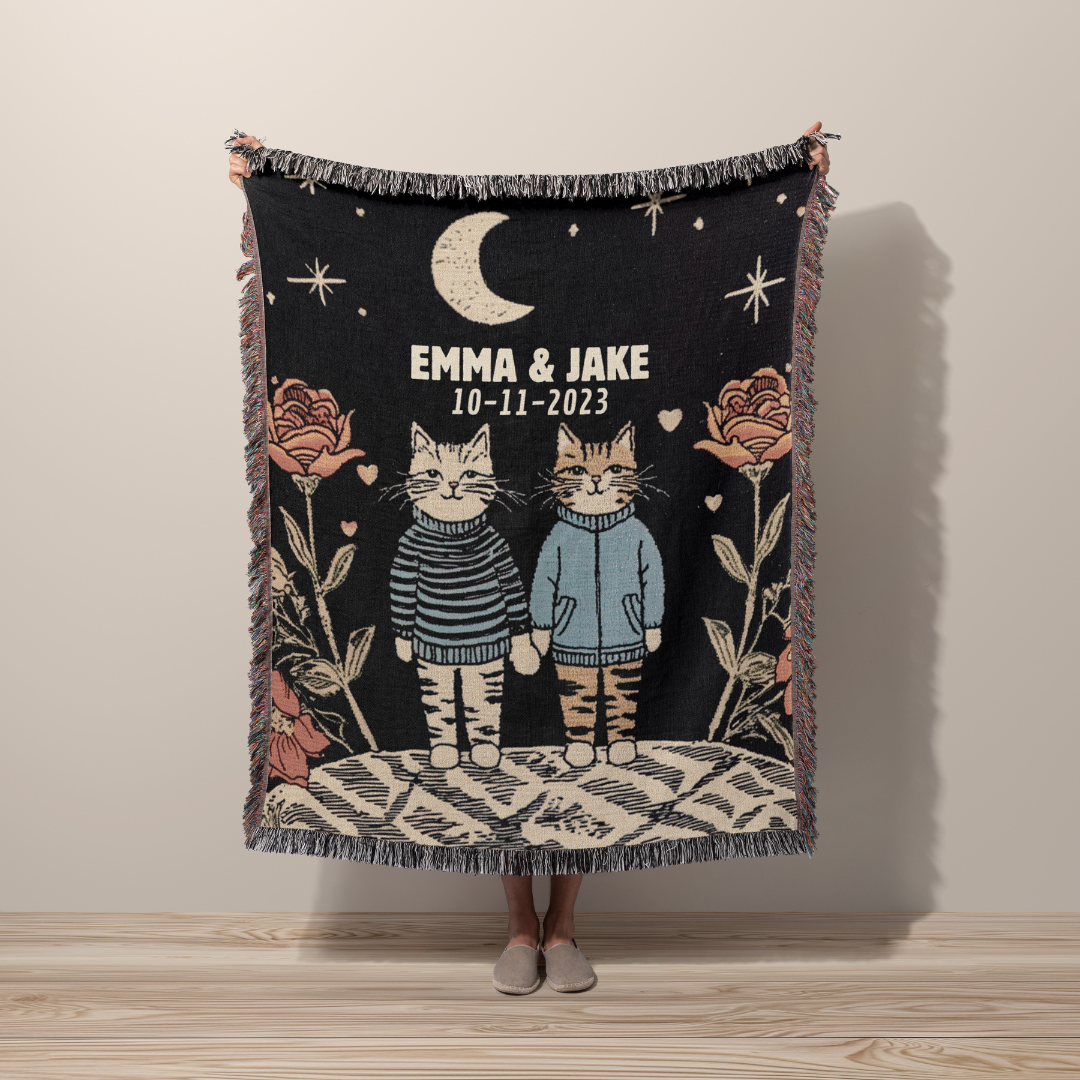 Kitty Couple - Personalized Woven Blanket